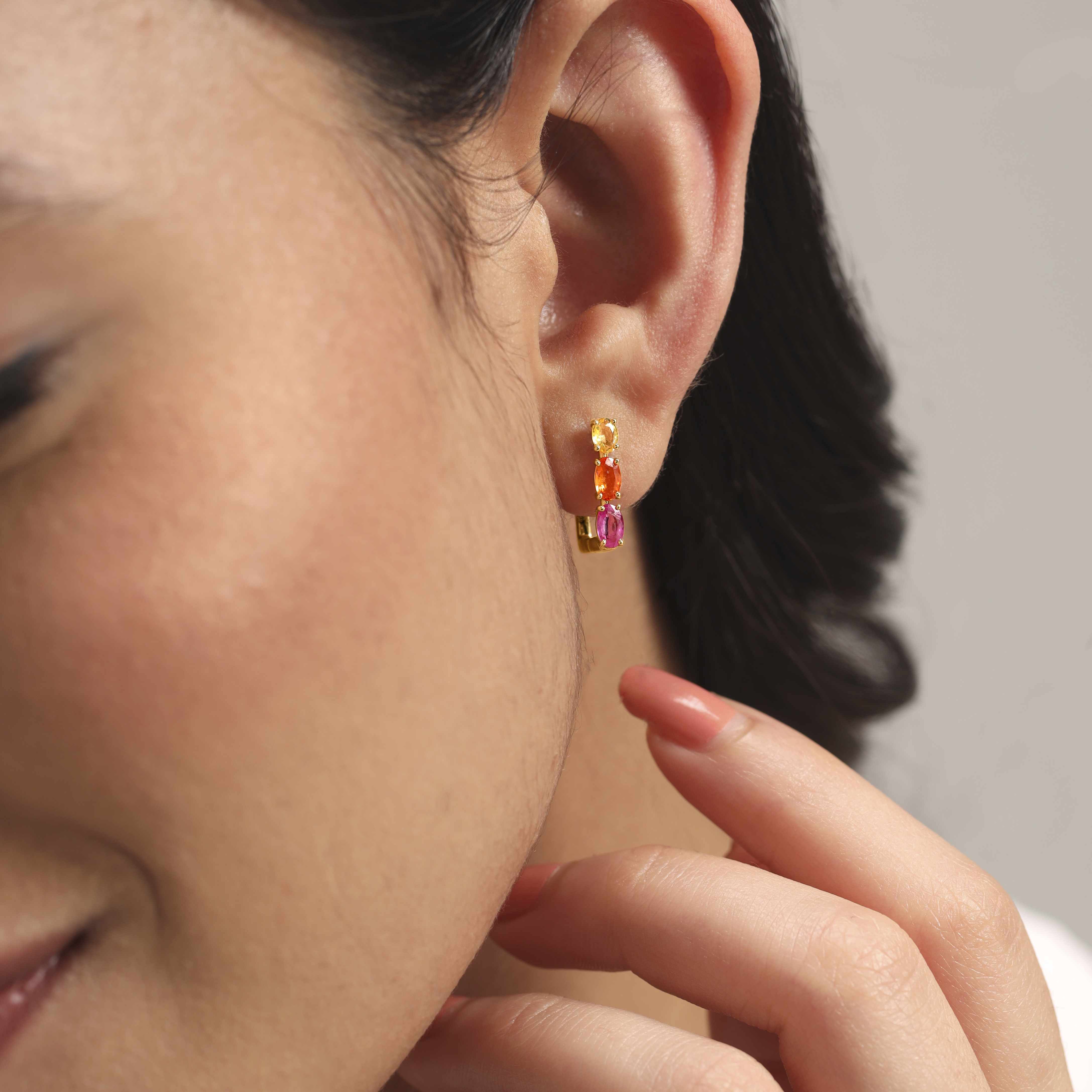 Vivid Edge Sapphire Hoop Earrings,,hi-res image number null