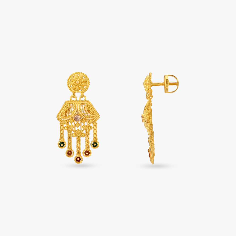 Heritage Charm Gold Drop Earrings,,hi-res image number null