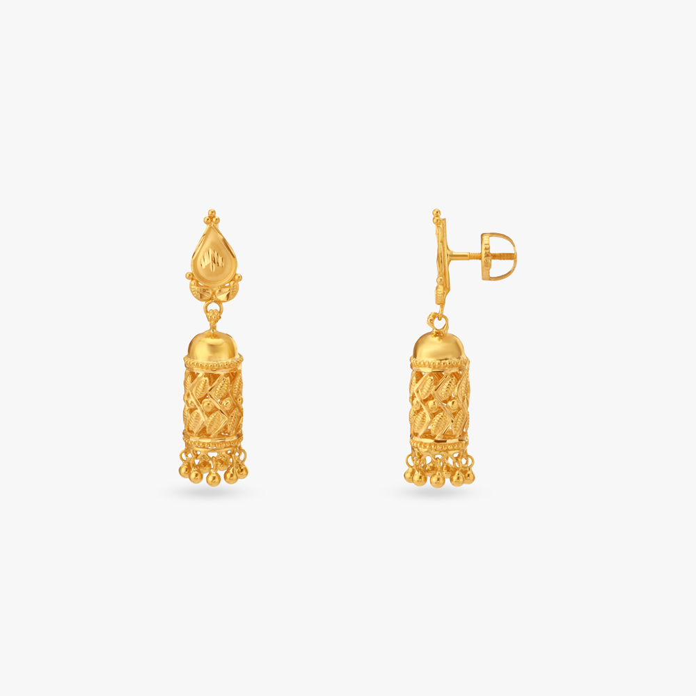 Royal Bells Gold Jhumka Earrings,,hi-res image number null