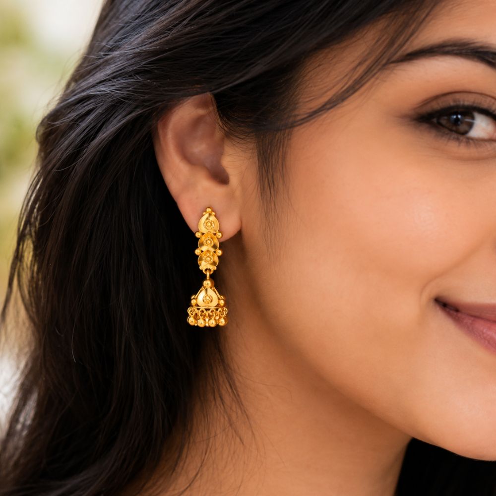 Captivating Yellow Gold Jhumki Earrings,,hi-res image number null