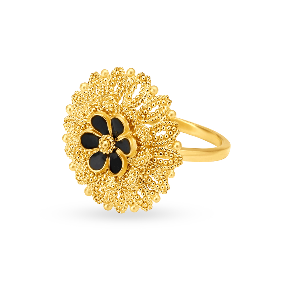 Elaborate 22 Karat Yellow Gold Ring With Beadwork,,hi-res image number null