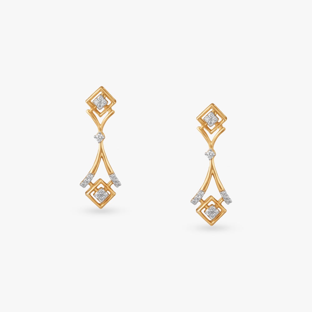 Gilded Axis Diamond Drop Earrings,,hi-res image number null
