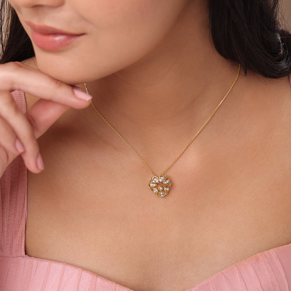 Transformable heart 14KT Gold & Diamond Necklace,,hi-res image number null