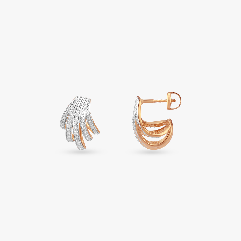 Cascaded Curve Diamond Stud Earrings,,hi-res image number null