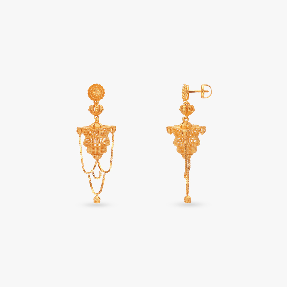Divyo Jharlanthan Gold Jhumka Earrings,,hi-res image number null