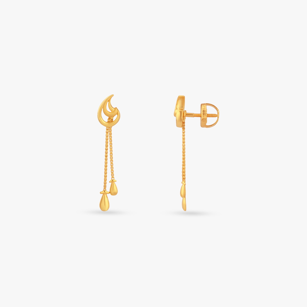 Twin Arc Gold Drop Earrings,,hi-res image number null