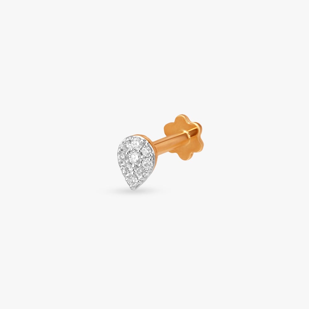 Starlit Teardrop Diamond Nose Pin,,hi-res image number null