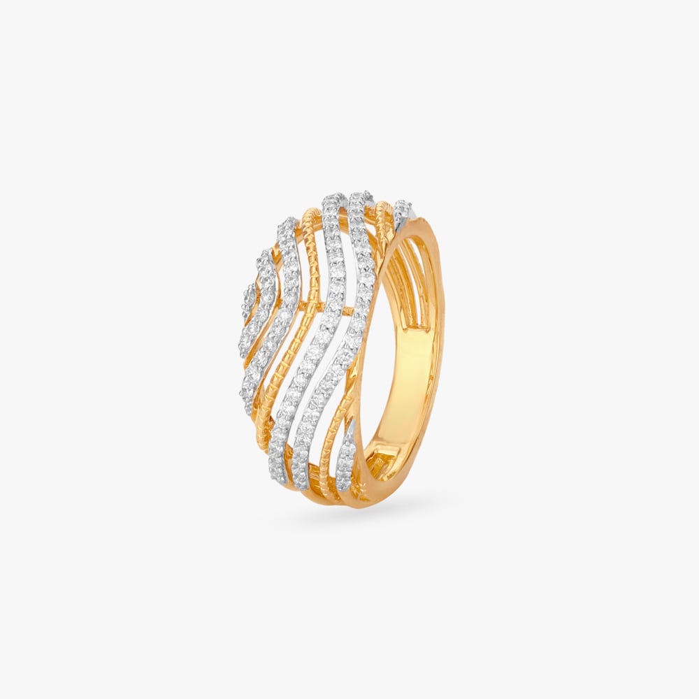Luxe Wave Diamond Finger Ring,,hi-res image number null