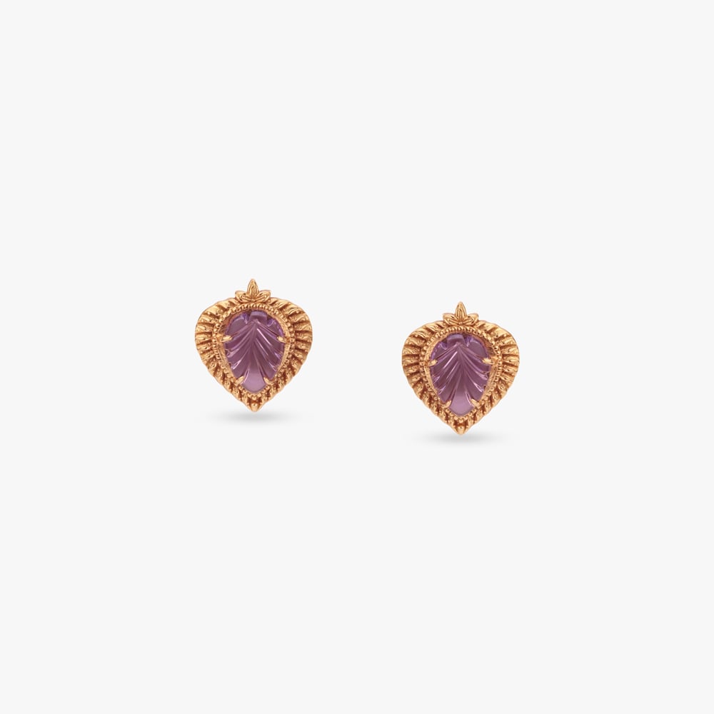 

Plum Slice Gold Stud Earrings