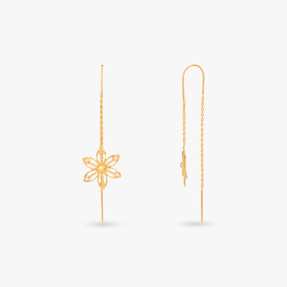 Filigree Flower Gold Hoop Earrings,,hi-res image number null