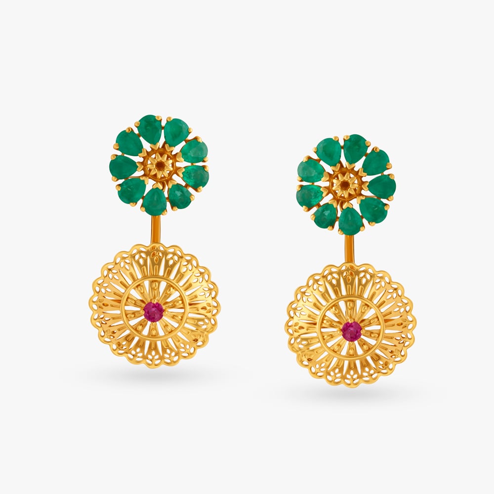 Majestic Ruby and Emerald Stud Earrings