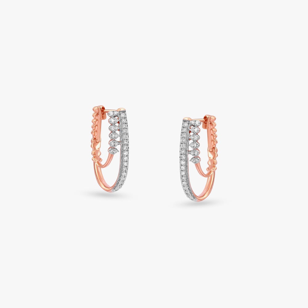 Double Arc Diamond Hoop Earrings,,hi-res image number null