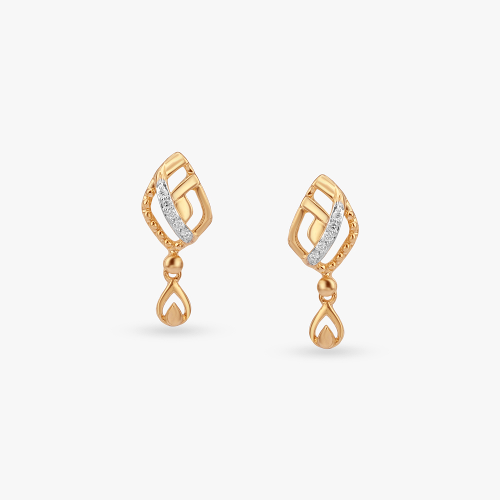 

Leaf Line Diamond Drop Earrings