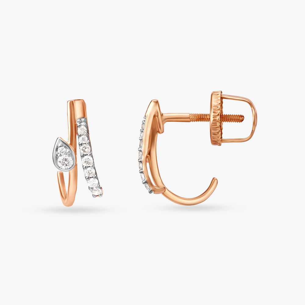 Leaf Embrace Diamond Double Stud Earrings,,hi-res image number null