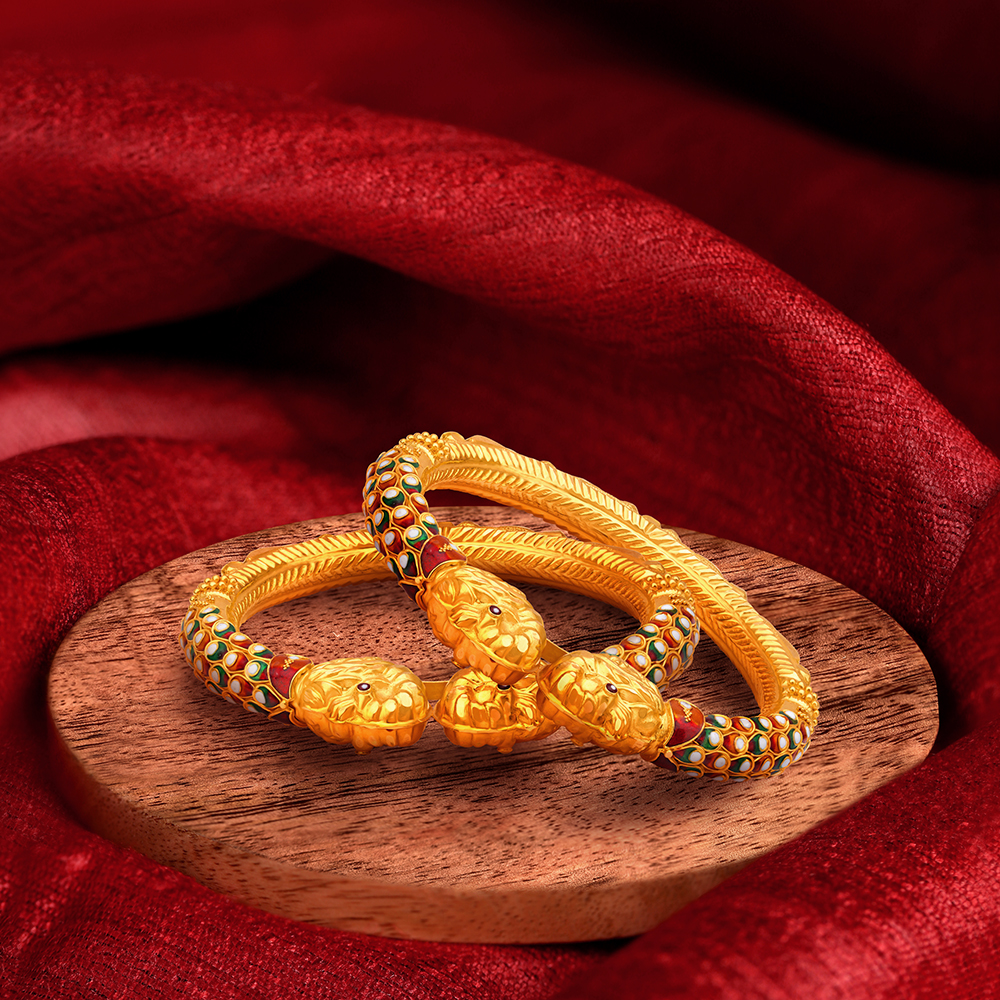 Stylish Gold and Enamel Bangles,,hi-res image number null