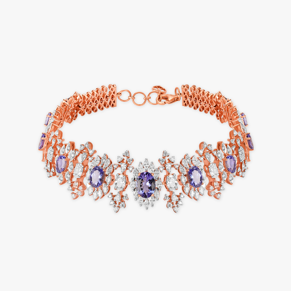 Striking Florals Diamond and Tanzanite Bracelet,,hi-res image number null