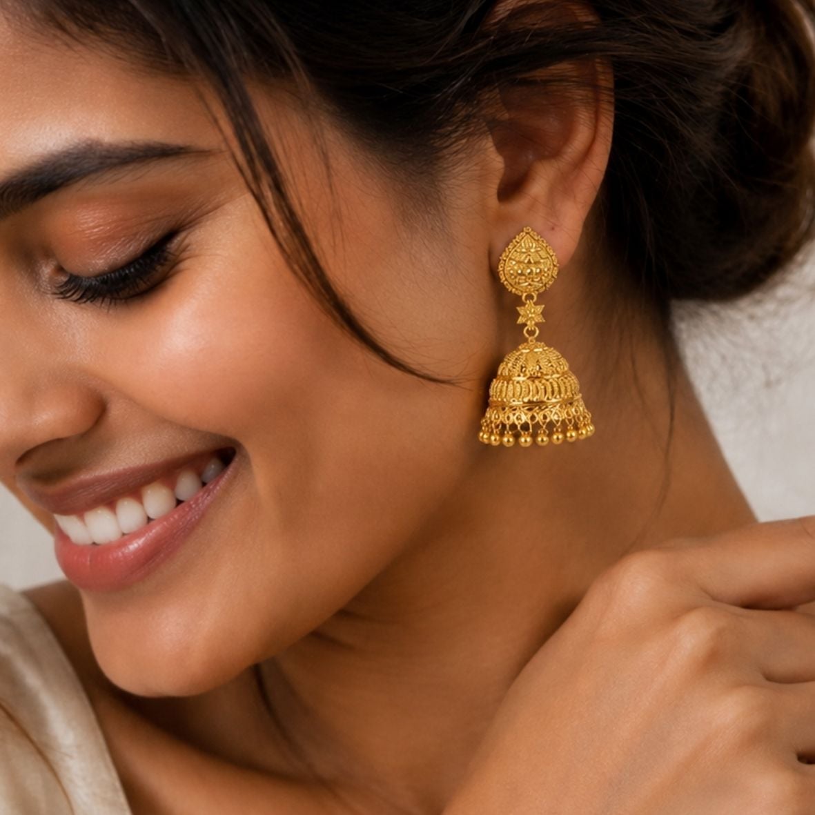 Royal Arch Gold Jhumka Earrings,,hi-res image number null