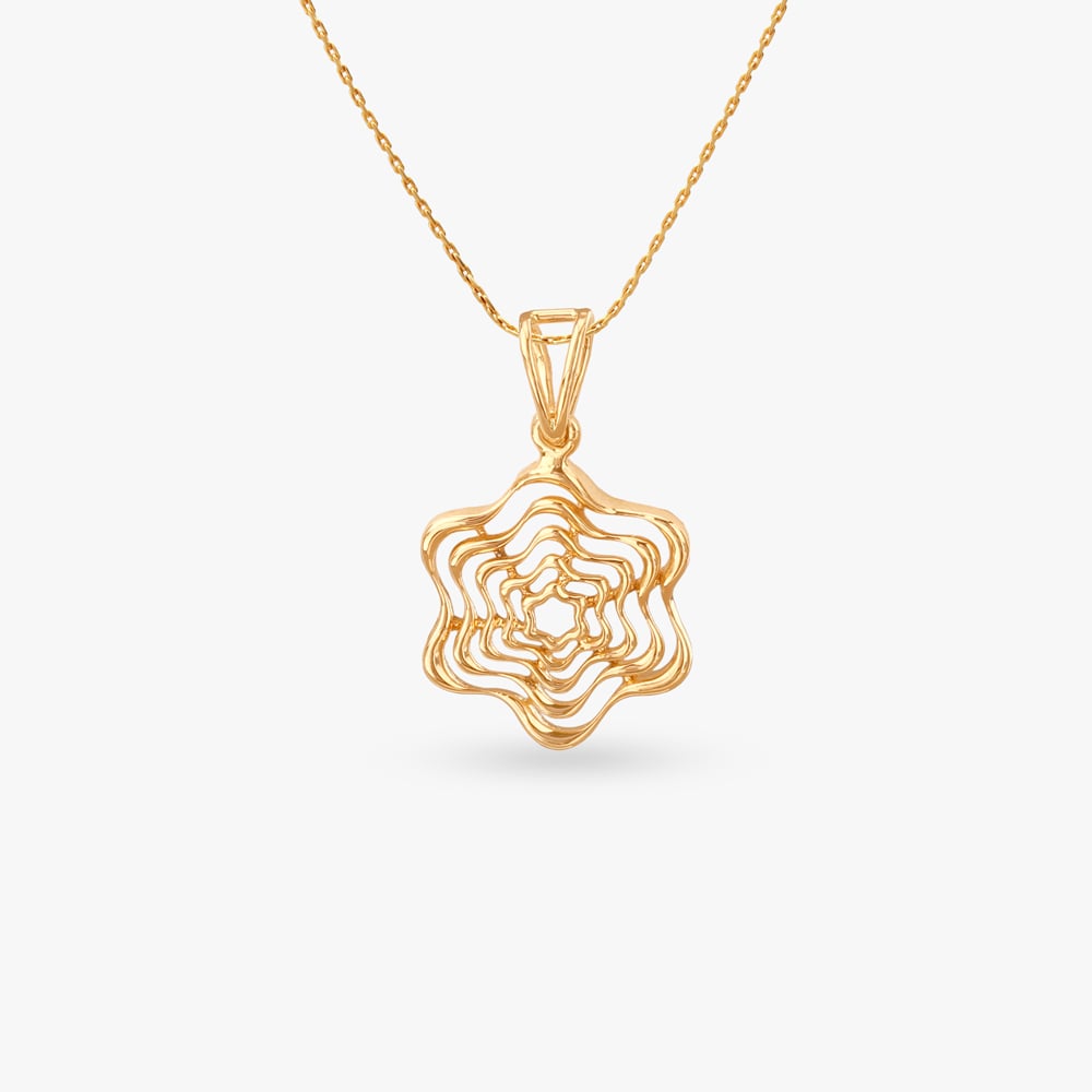 Wavy Star Gold Pendant and Earrings Set,,hi-res image number null