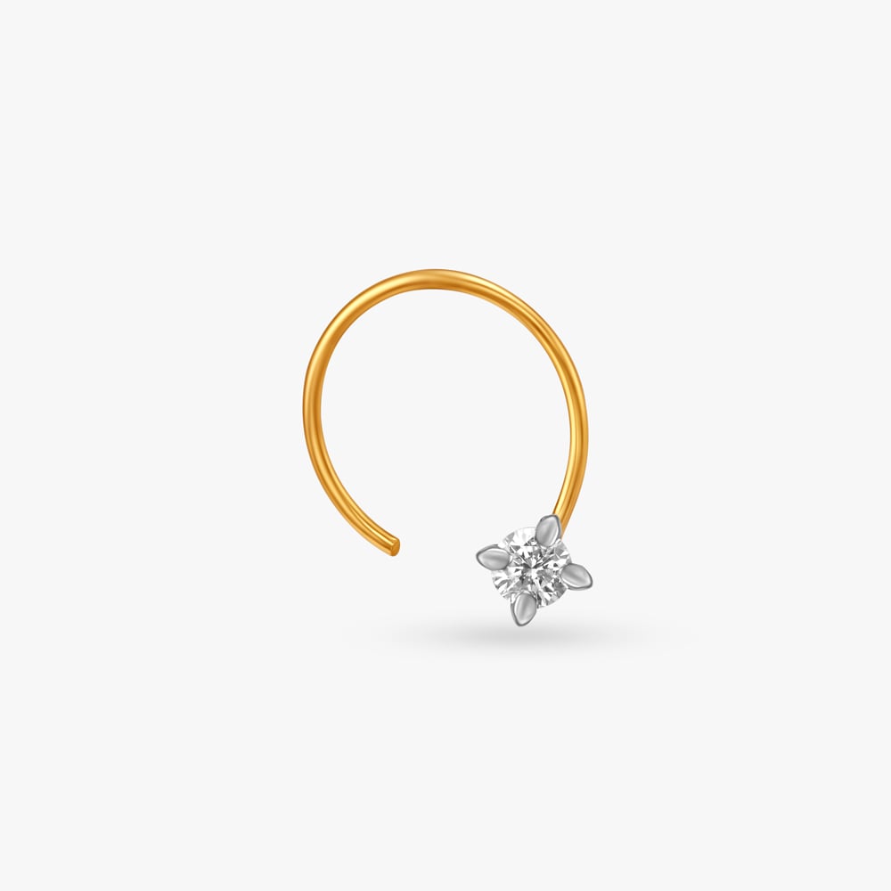 Vibrant Gold and Diamond Nose Pin,,hi-res image number null