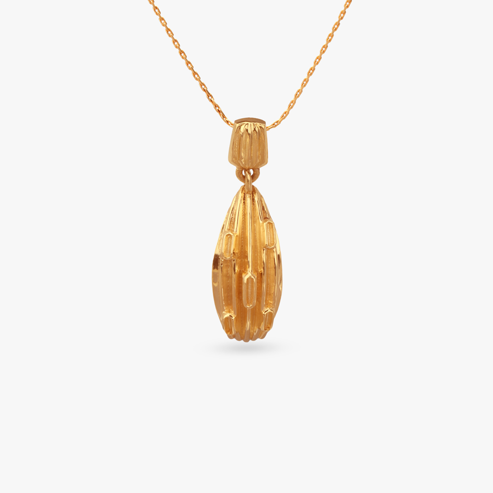Textured Teardrop Gold Pendant and Earrings Set,,hi-res image number null