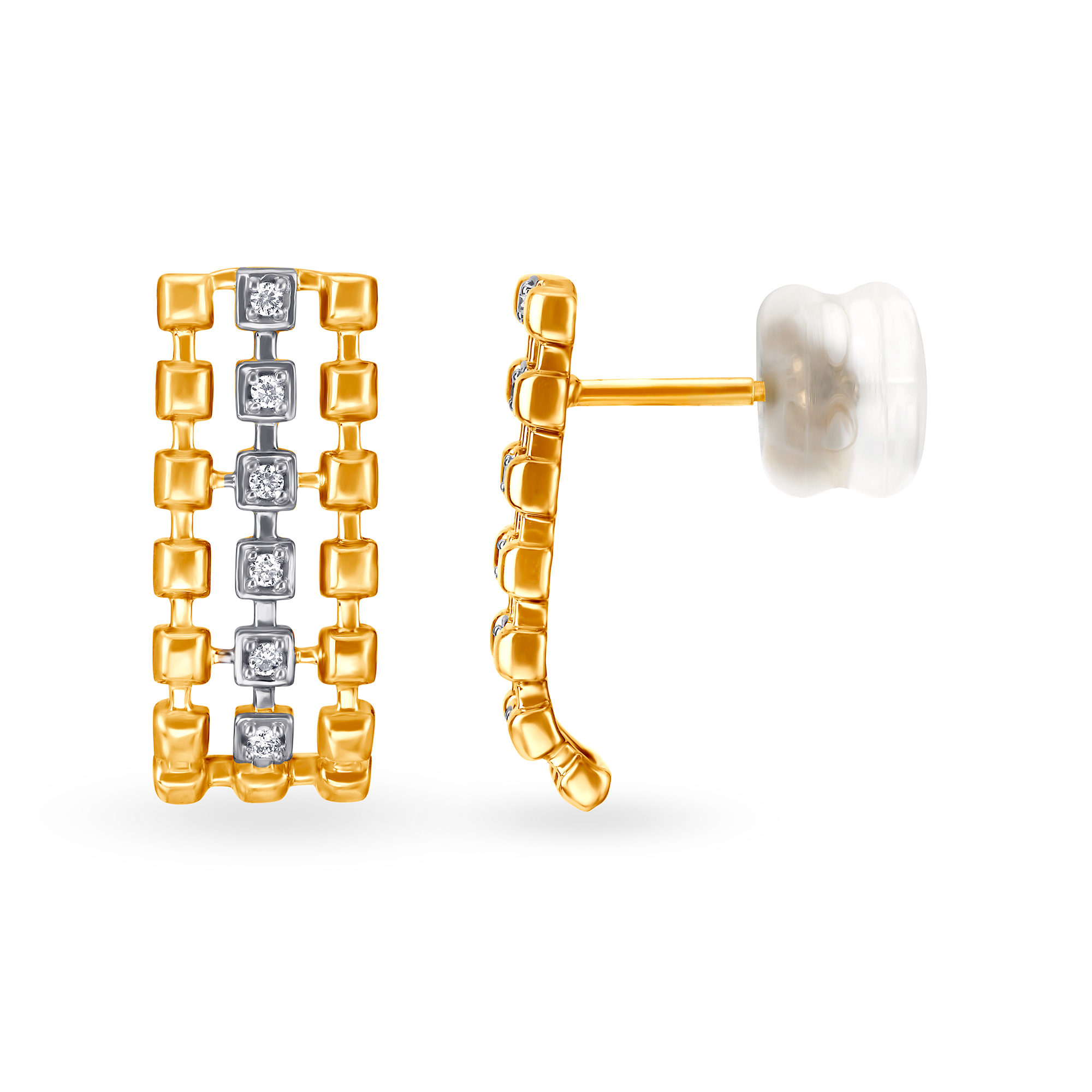 14KT Yellow Gold Lighter Side of Work  Diamond Earrings,,hi-res image number null
