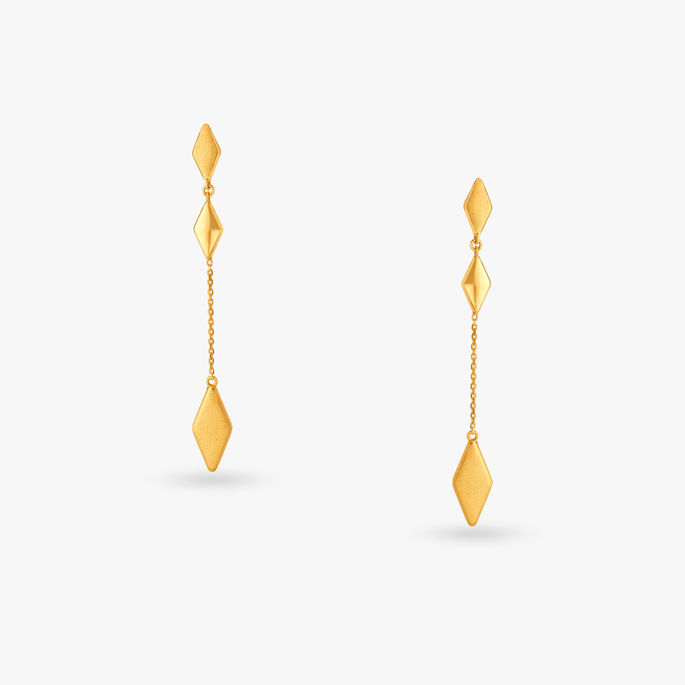 Rhombus Flair Gold Drop Earrings,,hi-res image number null