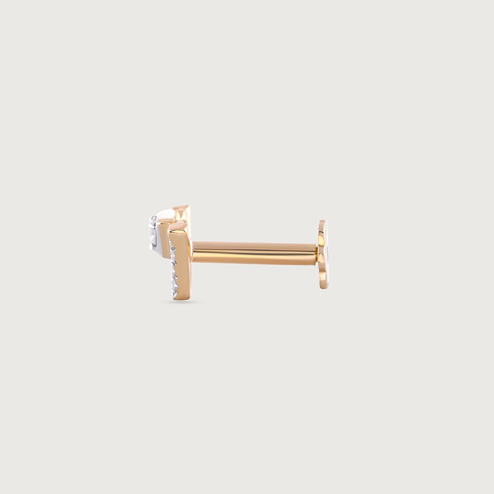 Glimmering Summit Gold & Diamond Nose Pin,,hi-res image number null