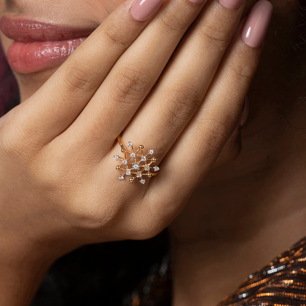 Disco Shine Gold & Diamond Finger Ring,,hi-res image number null
