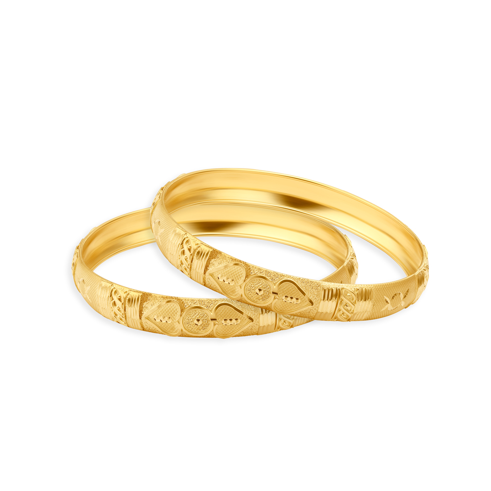 Broad Carved Gold Bangle