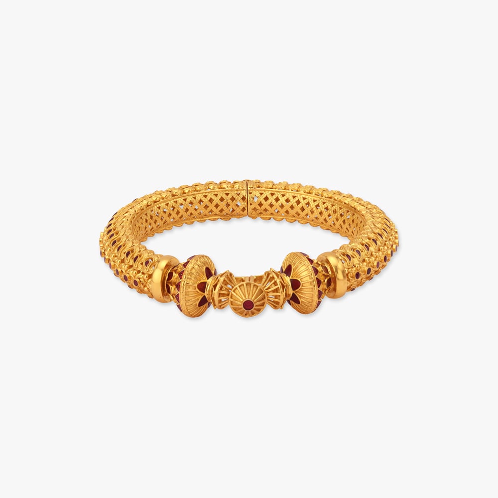 Paisley Pratha Solid Bala Gold Bangles,,hi-res image number null