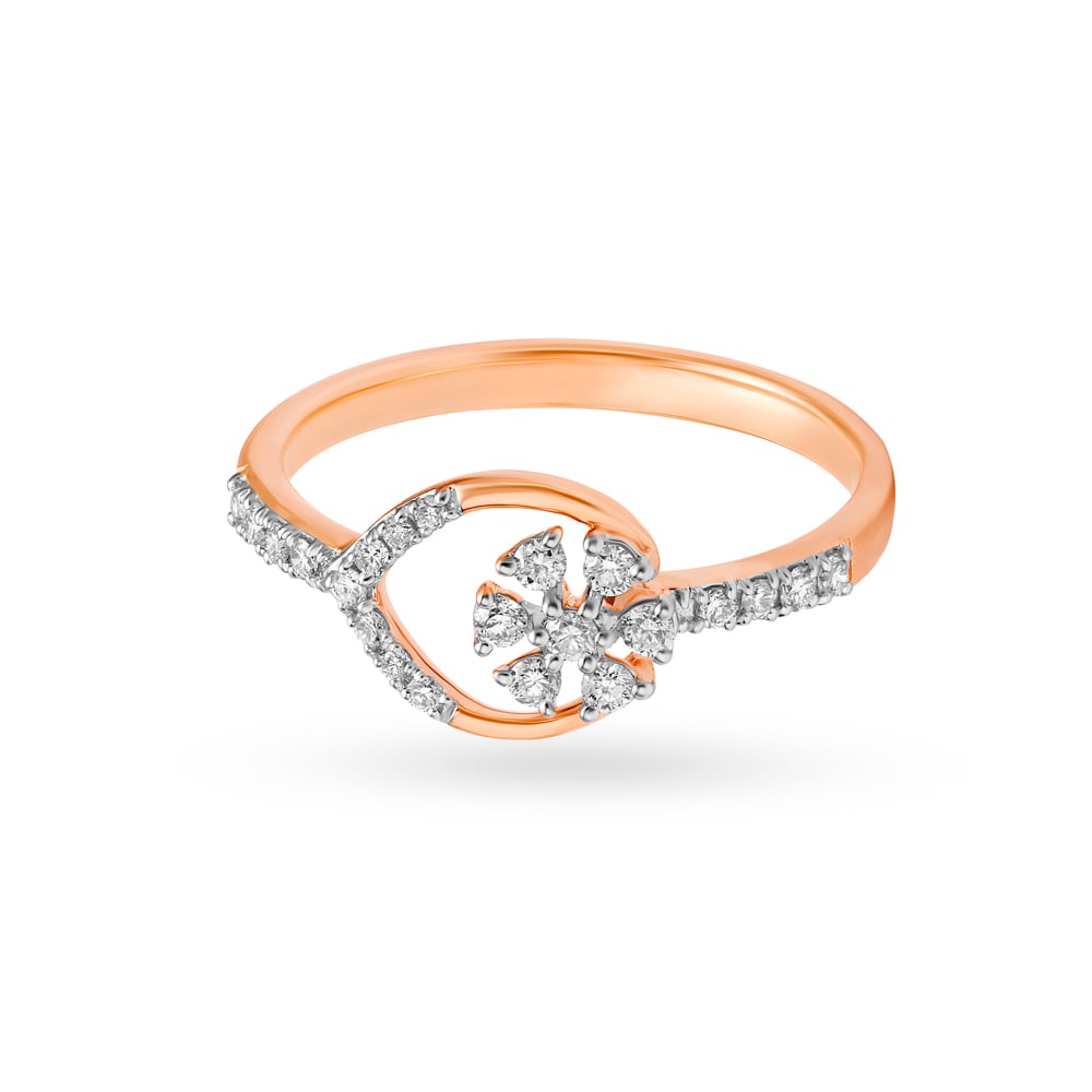 Dainty Floral Rose Gold Finger Ring