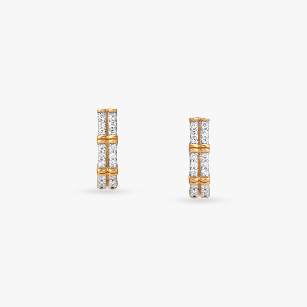 Gleaming Grid Diamond Hoop Earrings,,hi-res image number null