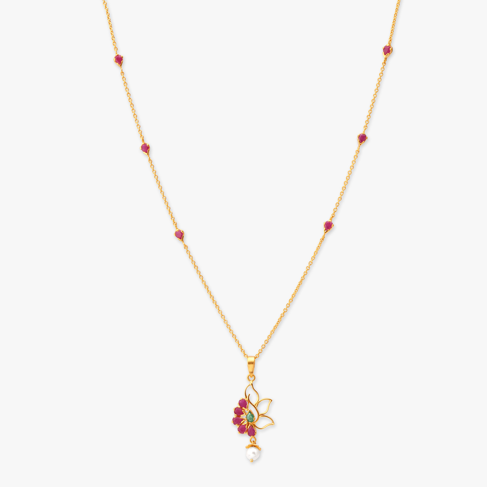 Elegant Gold Pendant with Chain and Earrings Set,,hi-res image number null
