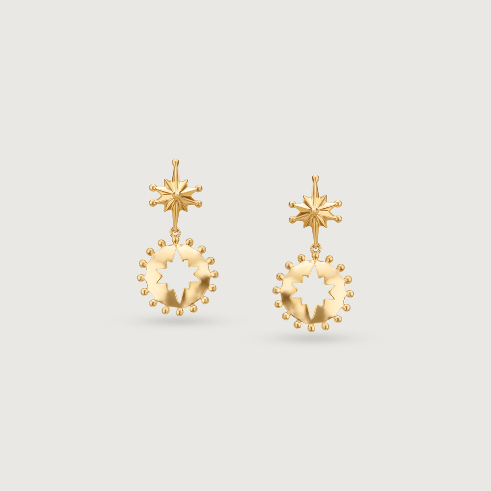 Radiant Sunburst Gold Drop Earrings,,hi-res image number null