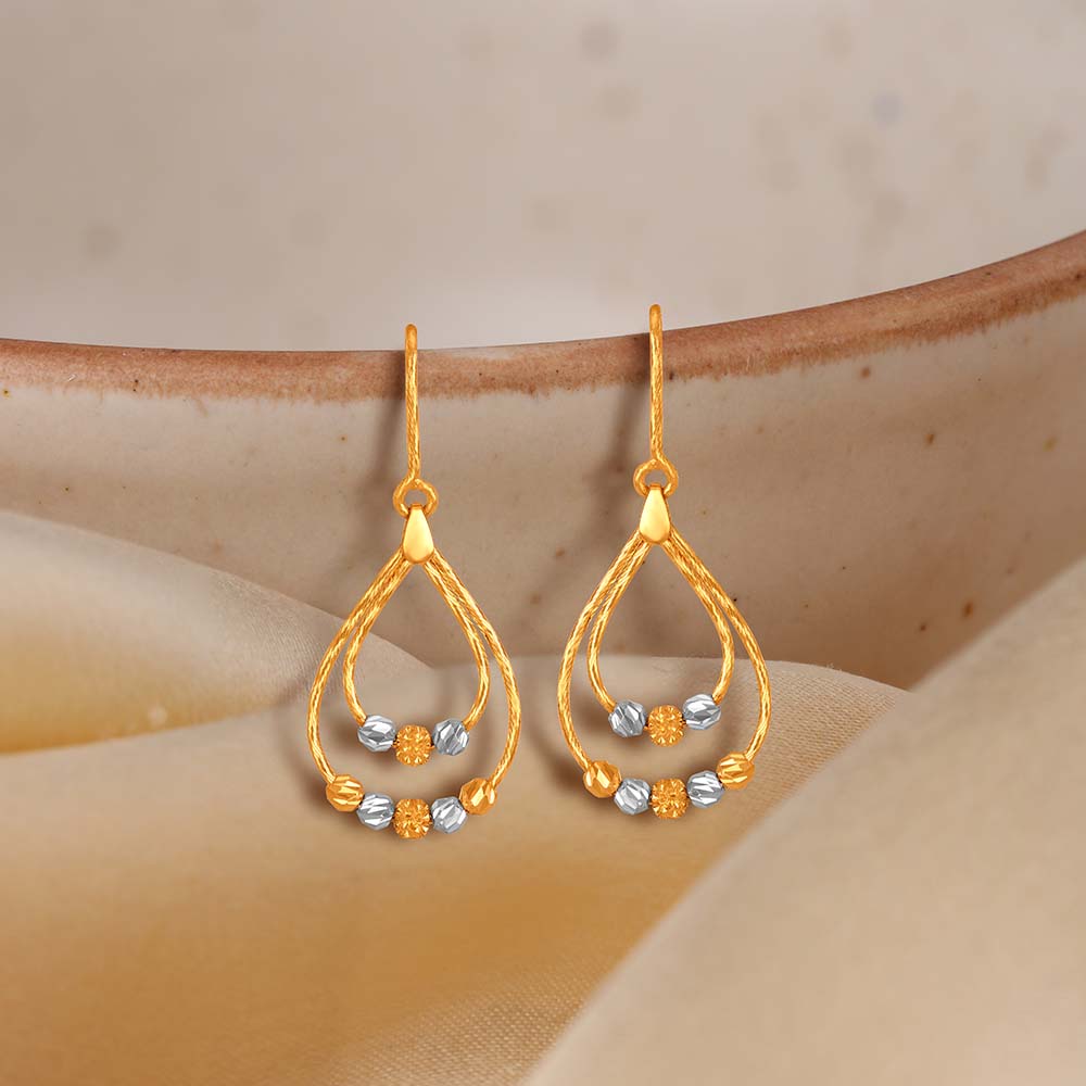 Enticing Sui Dhaga 3 Layer Gold Drop Earrings