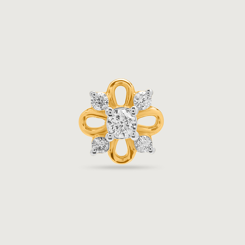 14KT Yellow Gold Diamond Nose Pin,,hi-res image number null