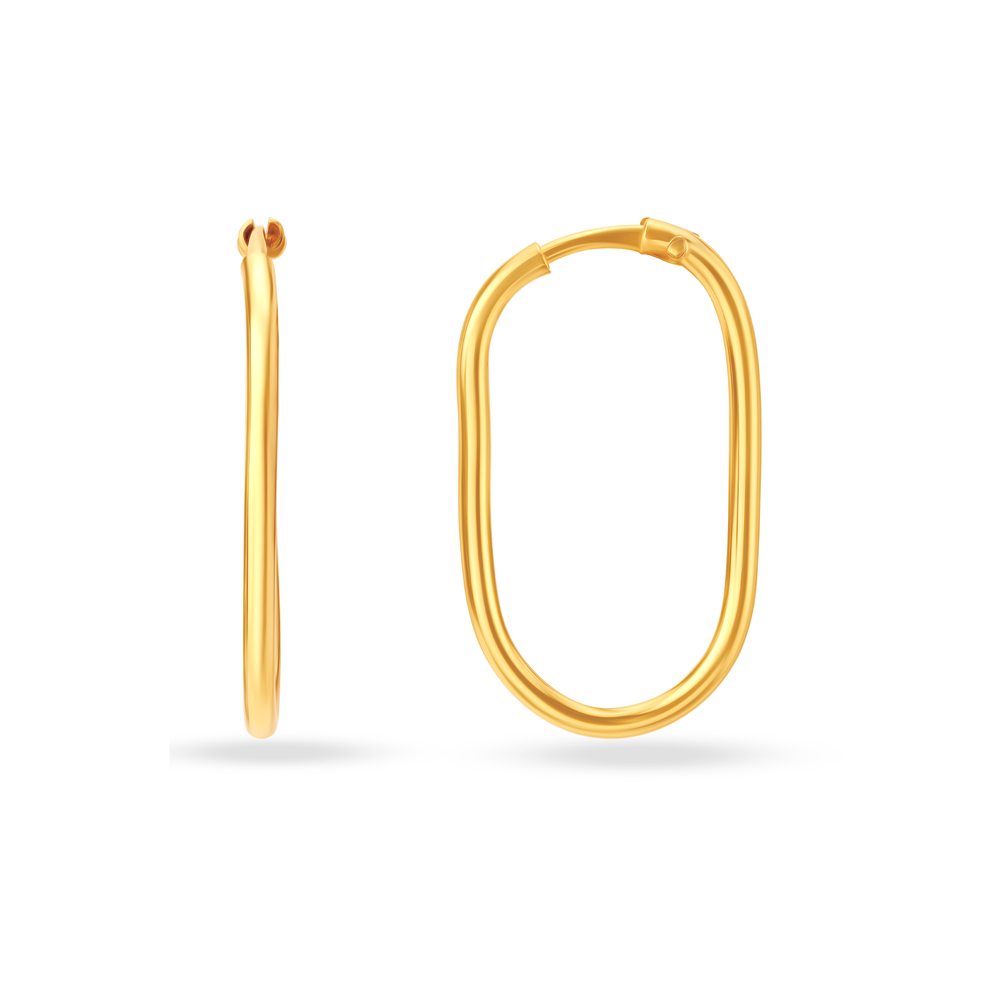 22KT Yellow Gold Stately Contemporary Hoop Earrings,,hi-res image number null