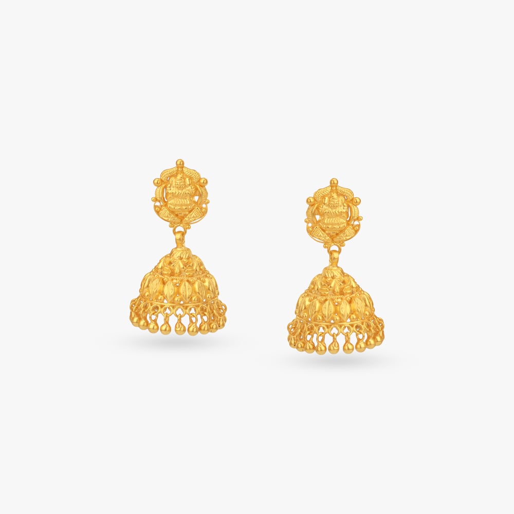Temple Deity Dome Jhumka Earrings,,hi-res image number null