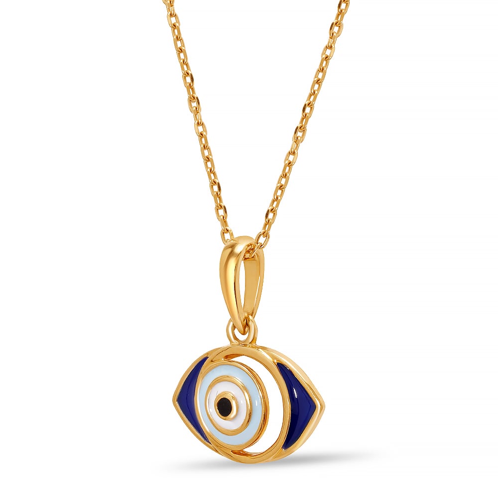 14KT Yellow Gold Negative Space Evil Eye Pendant,,hi-res image number null
