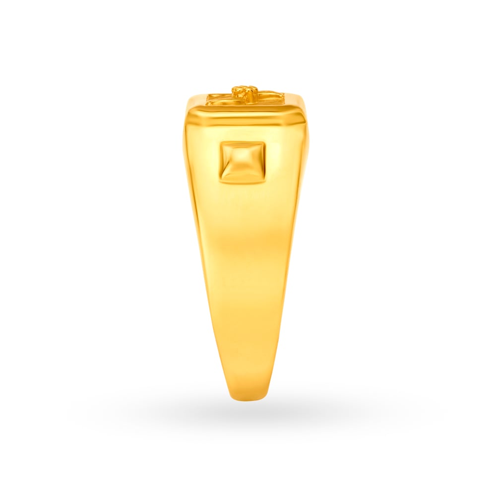 Stunning 22 Karat Yellow Gold Floral Engraved Finger Ring,,hi-res image number null