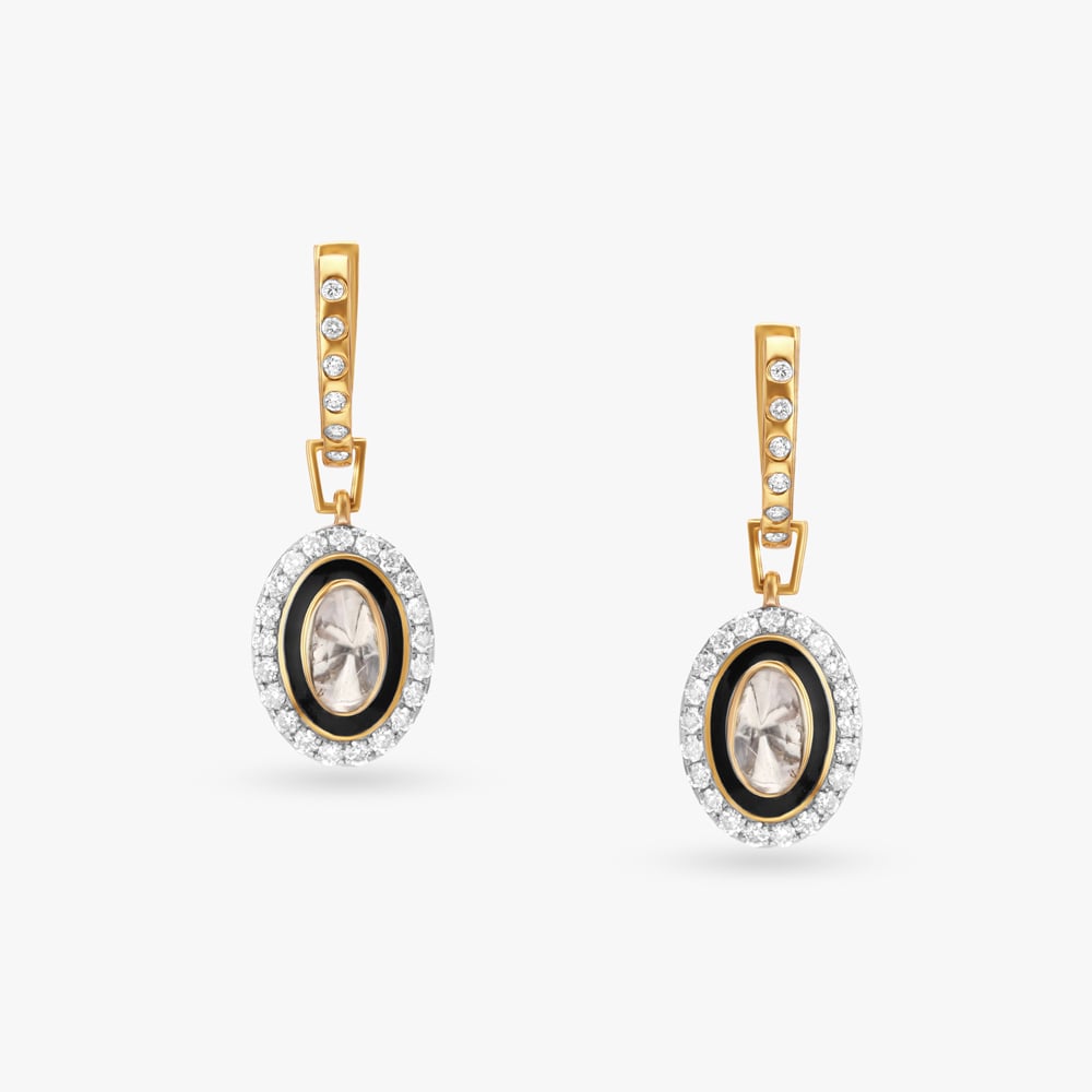 Teardrop Diamond Polki Hoop Earrings,,hi-res image number null