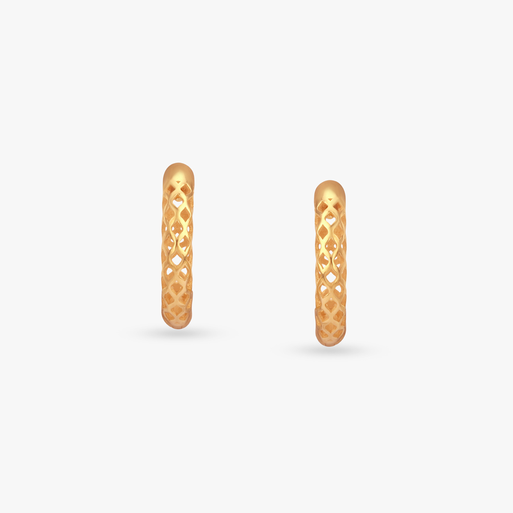 Lattice Luxe Gold Hoop Earrings,,hi-res image number null