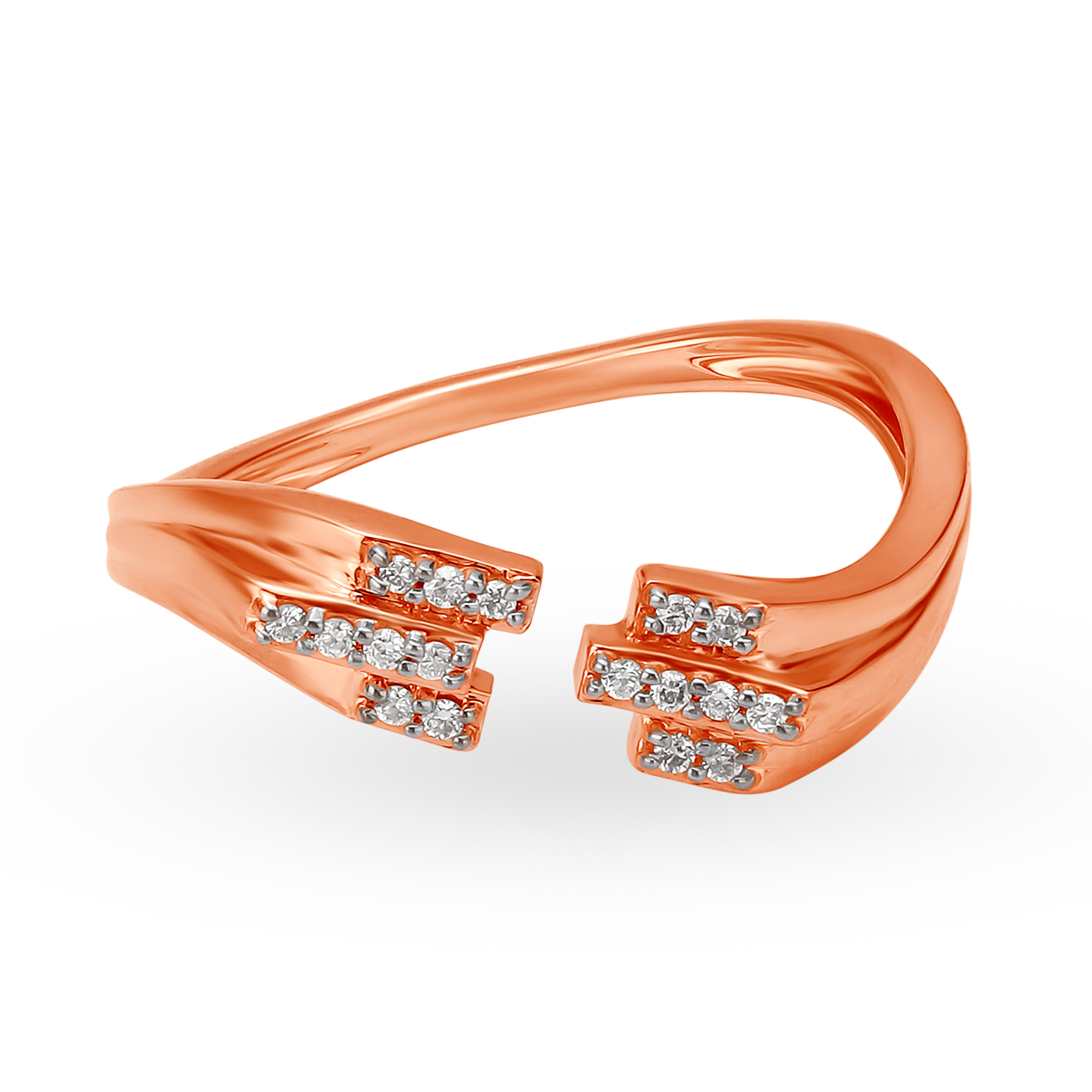 14KT Rose Gold Diamond Finger Ring,,hi-res image number null