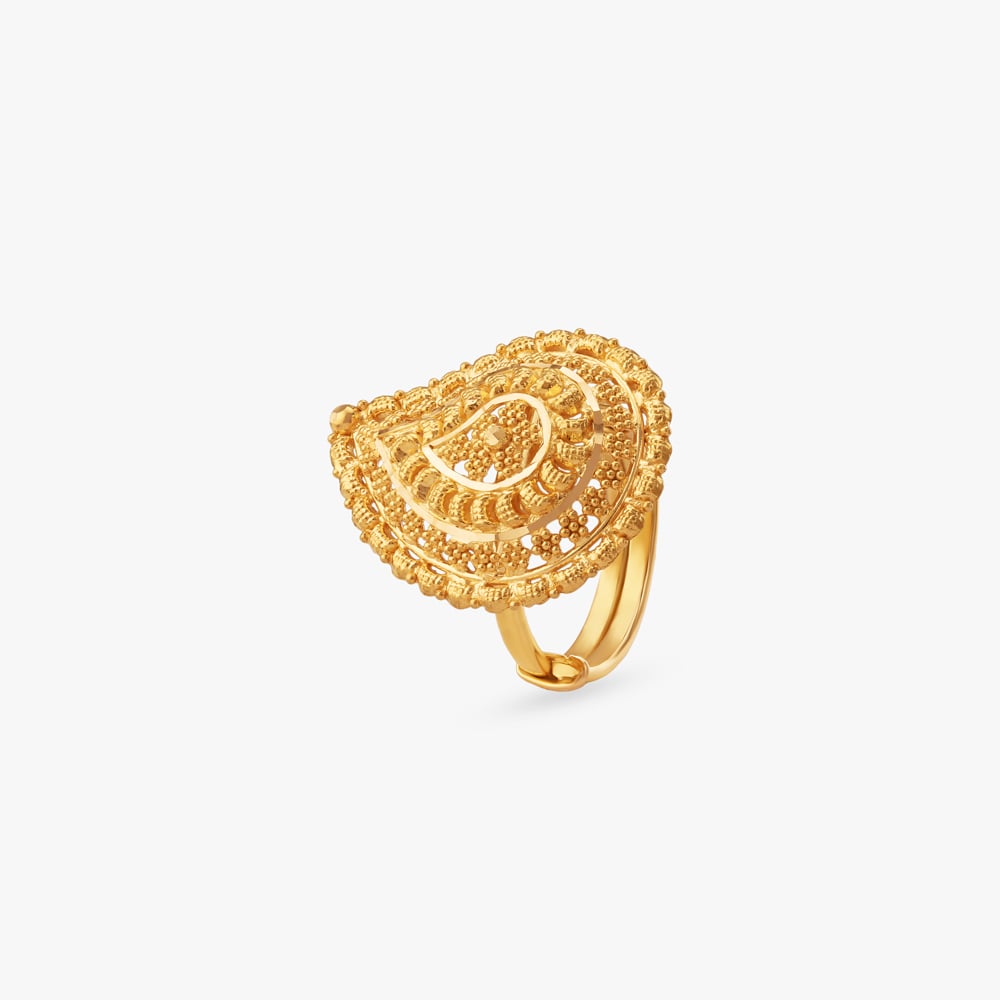 Teardrop Filigree Gold Ring,,hi-res image number null