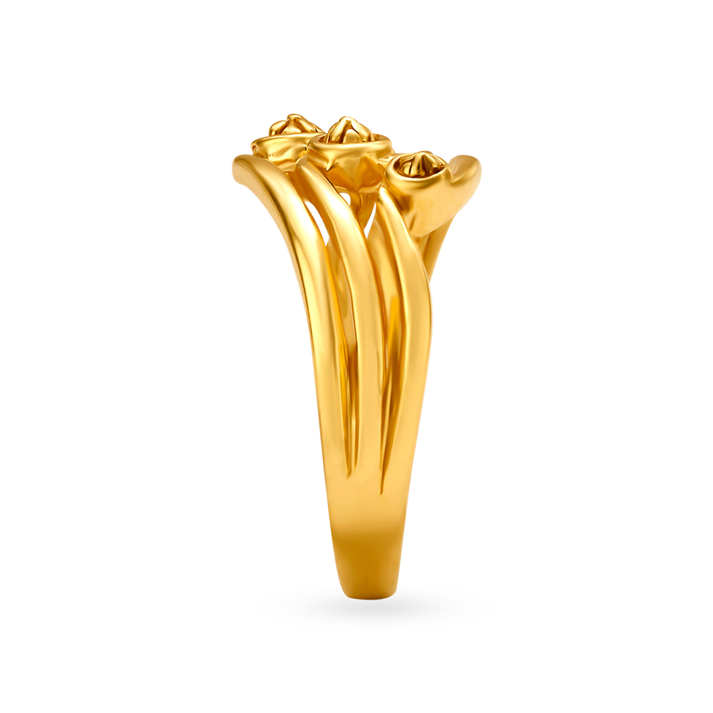 Decorative 22 Karat Gold Floral Tiered Ring,,hi-res image number null