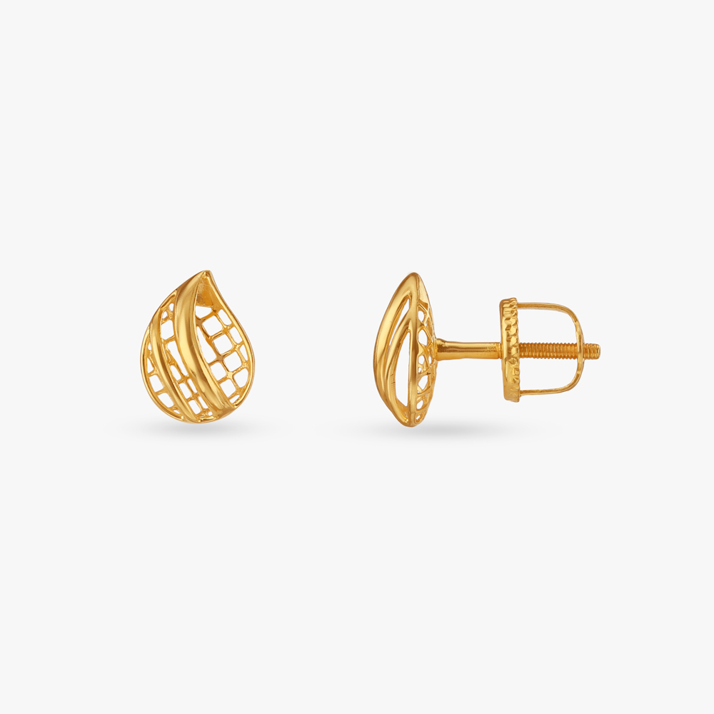 Artistic Teardrop Gold Stud Earrings,,hi-res image number null
