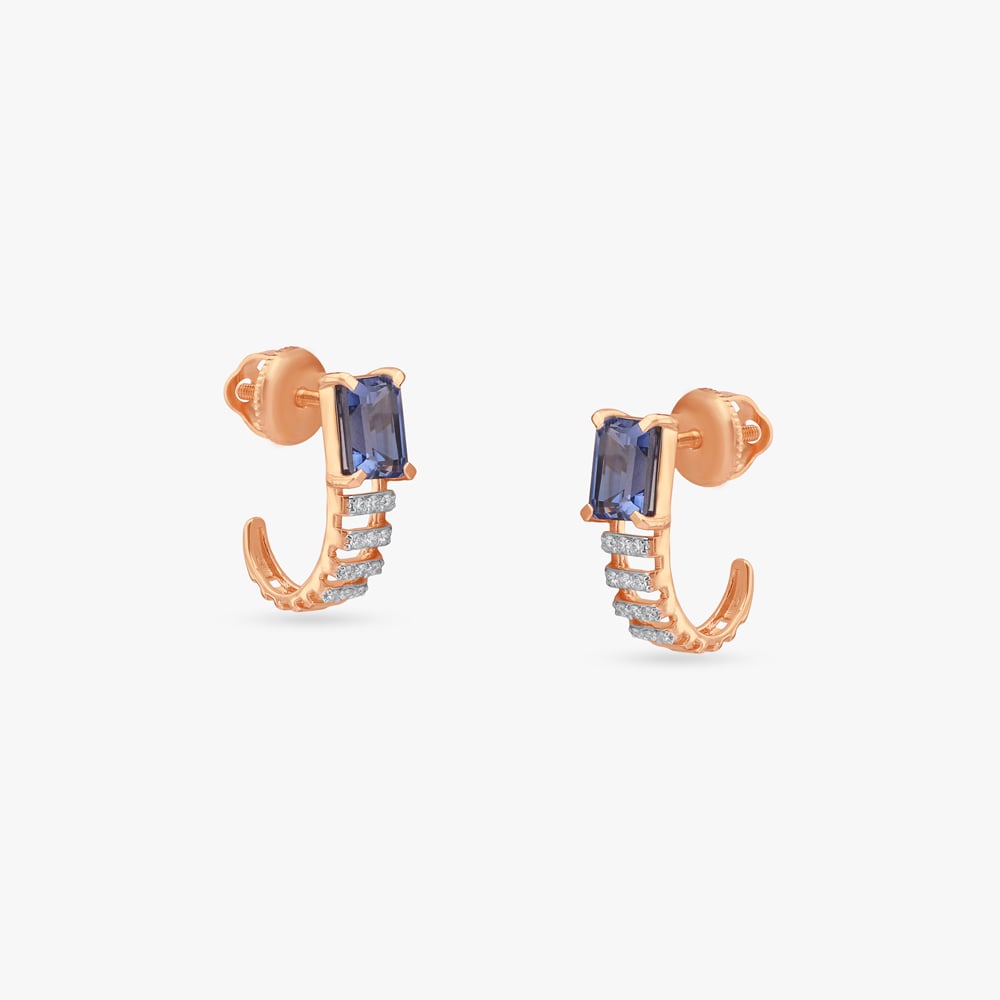 

Regal Block Diamond Hoop Earrings