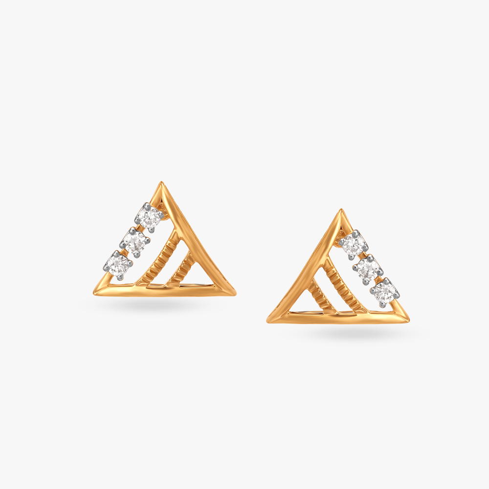 Radiant Tri-Gleam Diamond Stud Earrings
