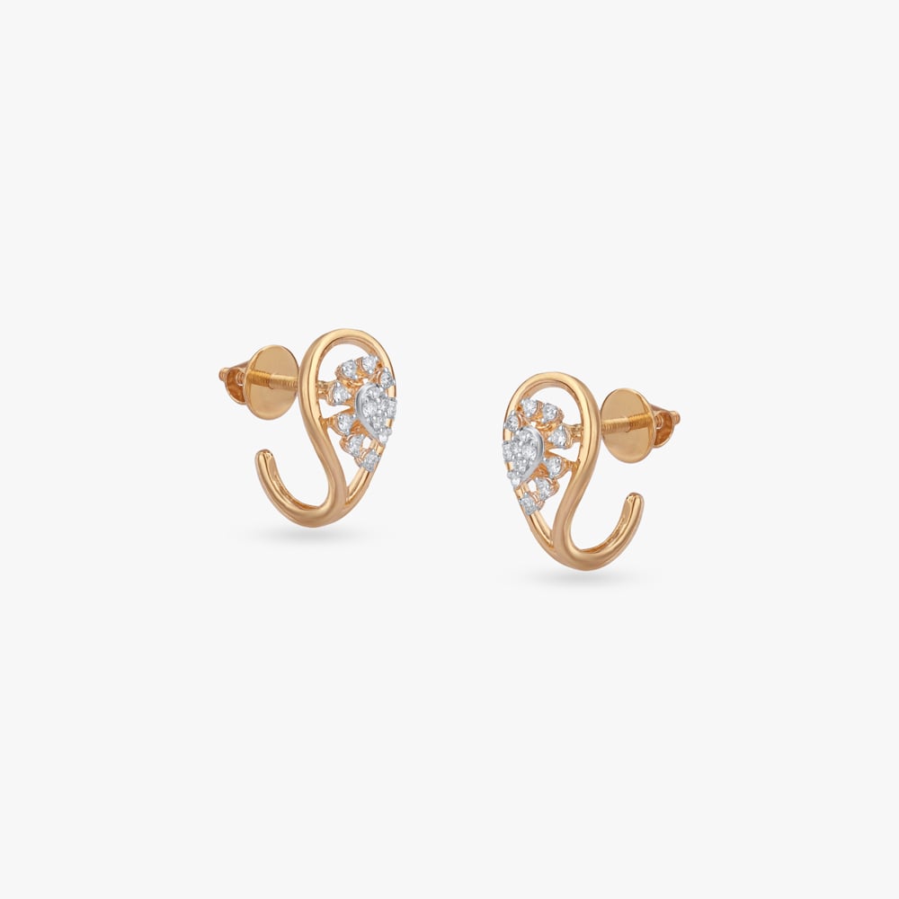 

Crescent Paisley Diamond Stud Earrings
