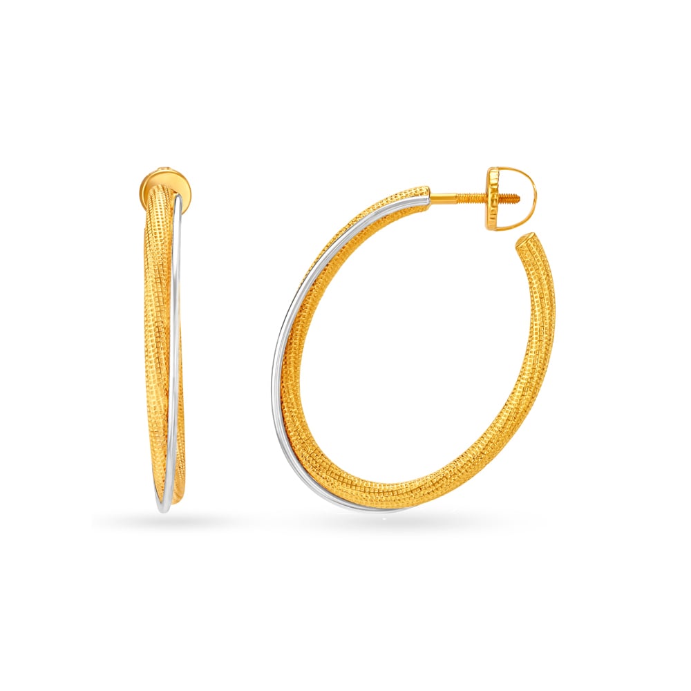Gram Gold Hoop Earrings Tanishq Earrings Below 10000 Buy Elegant Twist Gold Diamond Hoop Earrings Online Mia By Tanishq